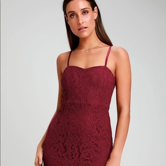NWT Lulu’s License to Love Burgundy Maroon Lace Bodycon Sleeveless Mini Dress - Picture 1 of 11
